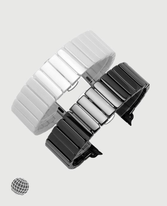 Ceramic Strap for Apple Watch Band 44mm 40mm 42mm 38mm Accessories Stainless steel butterfly bracelet iWatch series 6 5 4 3 2 se Straps in White Black
