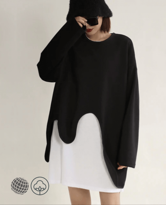 Irregular Crewneck Sweatshirt Women’s Loose Fit black Round O-Neck Long Sleeve Big Size Fashion Tide Spring Autumn Sweatshirts for y2k Punkrock Indie trending Woman Irregular Crewneck Sweatshirt Women’s Loose Fit black Round O-Neck Long Sleeve Big Size Fashion Tide Spring Autumn Sweatshirts for y2k Punkrock Indie trending Woman