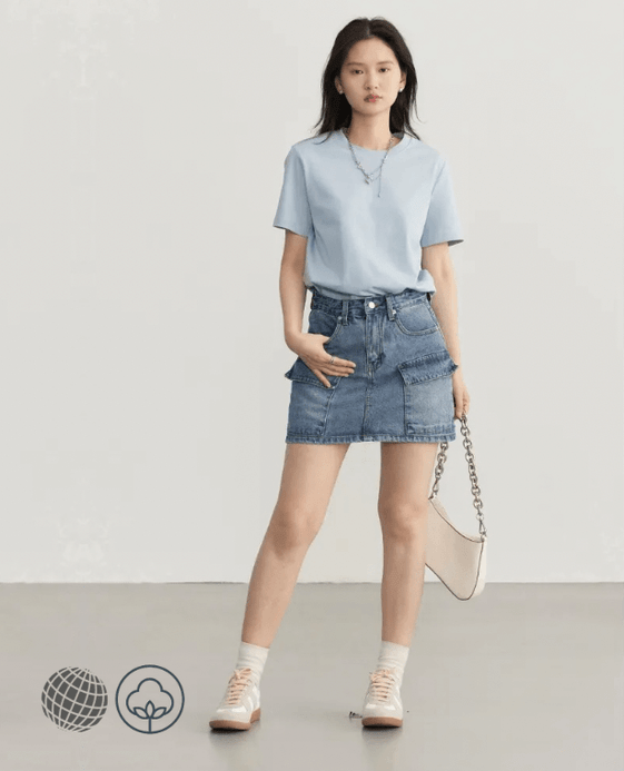 Classic Crewneck T-Shirt Women's Tees Basic Round O-Neck Short Sleeve Pullover T-shirts for trending Woman Solid Female Top Casual Ladies Tshirt Tops in Light Sky Blue Classic Crewneck T-Shirt Women's Tees Basic Round O-Neck Short Sleeve Pullover T-shirts for trending Woman Solid Female Top Casual Ladies Tshirt Tops in Light Sky Blue