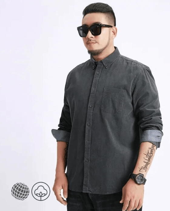 Corduroy Cotton Shirt gray Mens Autumn Winter Long Sleeve Casual Petite Plus Size Retro Vintage Top Men’s Social Dress Shirts for trending Man in dark grey Corduroy Cotton Shirt gray Mens Autumn Winter Long Sleeve Casual Petite Plus Size Retro Vintage Top Men’s Social Dress Shirts for trending Man in dark grey