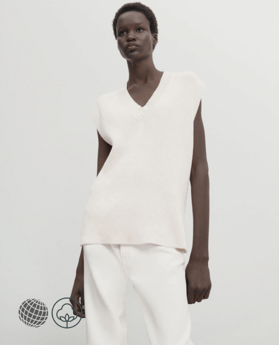 V-Neck Knit Sweater Vest cream Women’s autumn style of Minimal Ribbed band comfort pure cotton petite size womens beige V-neck knit Sweaters vests for trending Woman in creamy-white V-Neck Knit Sweater Vest cream Women’s autumn style of Minimal Ribbed band comfort pure cotton petite size womens beige V-neck knit Sweaters vests for trending Woman in creamy-white