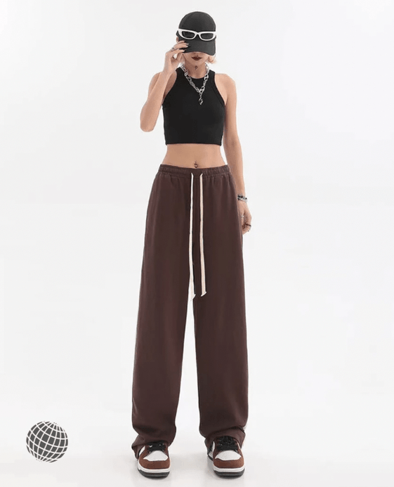 Seamed Straight Leg Track Pants Women’s Joggers Sweatpants Bf Womens Streetwear High Rise Waist Wide Leg Loose Sports Fitness Hip Hop Drawstring Baggy Straight Plus size Sportswear Trousers for trending Woman in Brown white striped Seamed Straight Leg Track Pants Women’s Joggers Sweatpants Bf Womens Streetwear High Rise Waist Wide Leg Loose Sports Fitness Hip Hop Drawstring Baggy Straight Plus size Sportswear Trousers for trending Woman in Brown white striped
