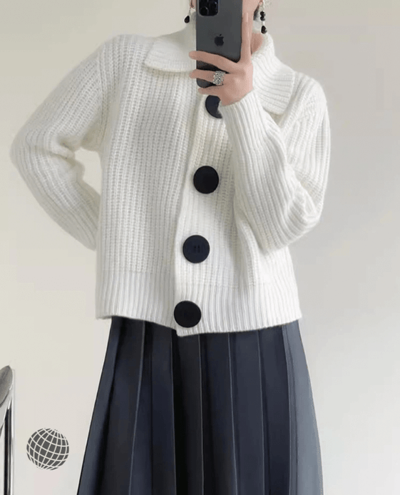 Rib Knit Cardigan white Women Big Button Ribbed Knitted Sweaters Coats Korean Turn-Down Collar Chic Knitwear Casual womens workwear Jumpers Jacket Tops Cardigans for trending Woman Rib Knit Cardigan white Women Big Button Ribbed Knitted Sweaters Coats Korean Turn-Down Collar Chic Knitwear Casual womens workwear Jumpers Jacket Tops Cardigans for trending Woman