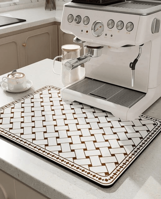 Absorbent Drainer Mat burgundy     Napa Skin Drain Pad  Wicker design Rubber Dish Drying Super Mats Tableware Bottle Rugs trending Kitchen Dinnerware Placemat Decor Pads in white