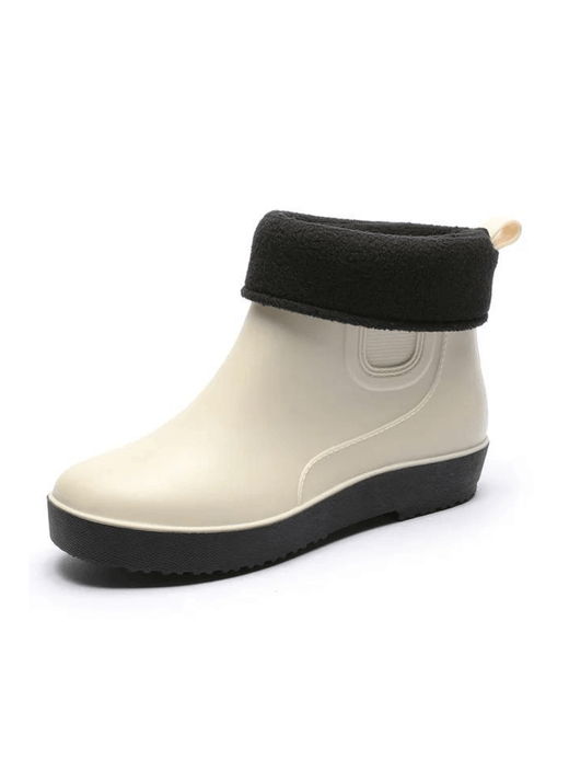 Rain Boots Women’s Warm Outdoor Booties Fashion Winter Shoes Waterproof Working Slip-on Rubber womens Ankle-Boots for trending Woman in Beige Rain Boots Women’s Warm Outdoor Booties Fashion Winter Shoes Waterproof Working Slip-on Rubber womens Ankle-Boots for trending Woman in Beige