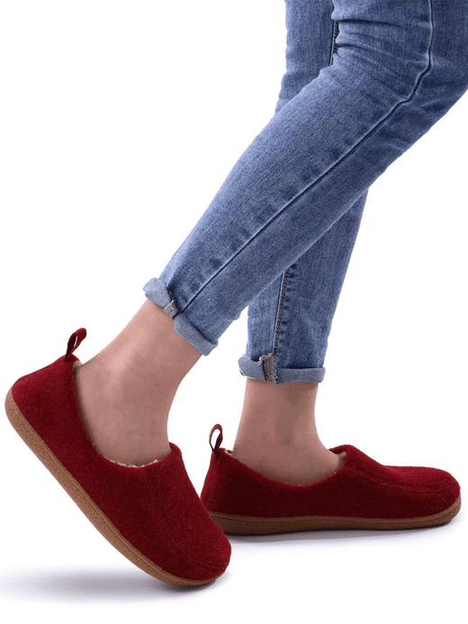 Cotton Slippers   Genderful Anywear Unisex Women's Men’s Home Winter Warm Felt Shoes Thick Soft Sole Bedroom Non Slip Heel Wrap womens mens Indoor Fuzzy Footwear for trending Man Woman in red