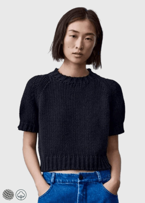Short Sleeve Sweater black Women’s Spanish Cortan@ Cropped Early Spring Transition Short-Sleeves Comfortable women’s Crochet Knitted Cotton-blend Ribbed Band hem womens Crewneck round o-neck workwear Sweaters Vests for trending Woman Short Sleeve Sweater black Women’s Spanish Cortan@ Cropped Early Spring Transition Short-Sleeves Comfortable women’s Crochet Knitted Cotton-blend Ribbed Band hem womens Crewneck round o-neck workwear Sweaters Vests for trending Woman