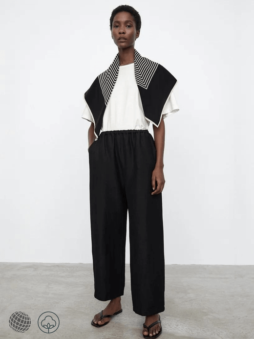 Straight Leg Pants in Cotton-Linen Women’s TT Spring Autumn Season Classic Casual Loose Style womens slight stretch blended High rise elastic waist Trousers for petite size trending Woman in black Straight Leg Pants in Cotton-Linen Women’s TT Spring Autumn Season Classic Casual Loose Style womens slight stretch blended High rise elastic waist Trousers for petite size trending Woman in black
