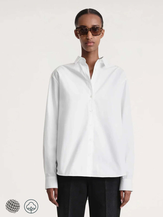 Capri Shirt white Women’s silhouette front short back long vertical Turn-down point collar womens loose long sleeve button-up single-breasted commuter workwear style petite size shirts for trending woman Capri Shirt white Women’s silhouette front short back long vertical Turn-down point collar womens loose long sleeve button-up single-breasted commuter workwear style petite size shirts for trending woman
