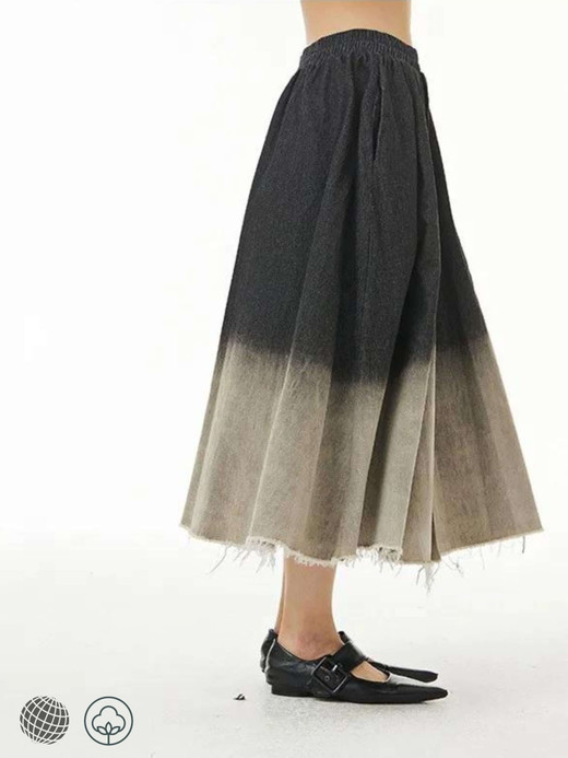Mid Rise Tie Dye Midi A-Line Skirt Women’s loose swing hanging cotton denim dyed original design womens pleated mid-calf bell skirts for trending woman in black spring summer fashion season Mid Rise Tie Dye Midi A-Line Skirt Women’s loose swing hanging cotton denim dyed original design womens pleated mid-calf bell skirts for trending woman in black spring summer fashion season
