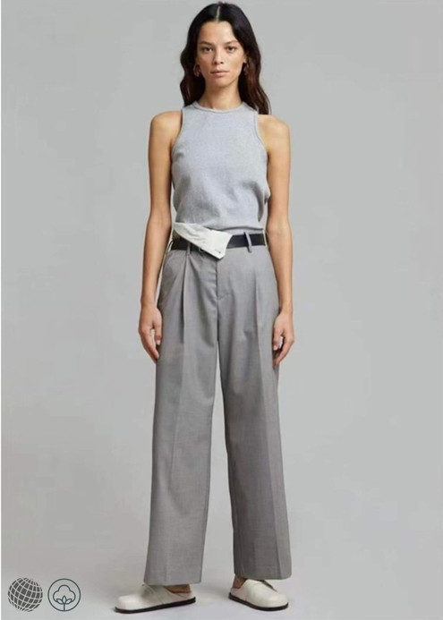 Mid Rise Pants Women’s mid rise waist details hot sewing fold asymmetric button zipper closure wide leg womens Trousers for trending Woman in Gray grey Fall Autumn Winter Spring fashion season Mid Rise Pants Women’s mid rise waist details hot sewing fold asymmetric button zipper closure wide leg womens Trousers for trending Woman in Gray grey Fall Autumn Winter Spring fashion season
