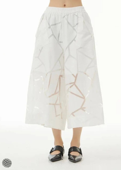 Mid Rise Pants white Women's original loose casual wide leg pockets semi-transparent see-through womens trousers for woman European and the United States spring summer trending fashion season clothing Mid Rise Pants white Women's original loose casual wide leg pockets semi-transparent see-through womens trousers for woman European and the United States spring summer trending fashion season clothing