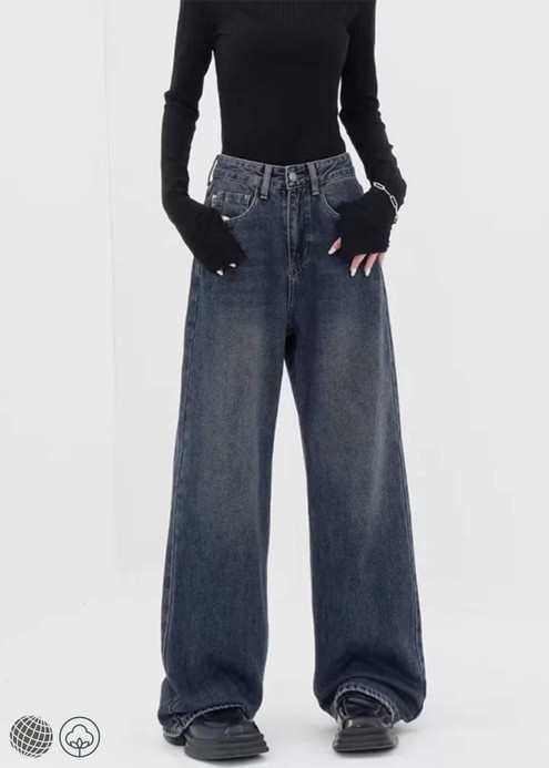 High-Rise Jeans miteigi Women’s high rise waist wide leg pants denim button fly zipper 5 pocket distressed Trousers for woman in blue Womens trending fashion season iNRJ131A-48-1294 High-Rise Jeans miteigi Women’s high rise waist wide leg pants denim button fly zipper 5 pocket distressed Trousers for woman in blue Womens trending fashion season iNRJ131A-48-1294
