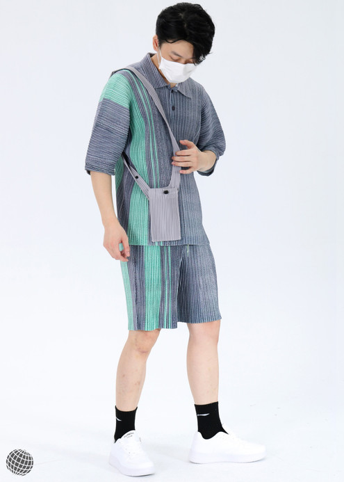 Pleated Top miteigi Men's Casual ribbed Print Stripes T-shirt Short Sleeves Polo Shirts Loose fit shorts Two Piece Sets t-shirts Tops for man in striped iron Gray grey green Summer mens plus size trending vacation clothes Pleated Top miteigi Men's Casual ribbed Print Stripes T-shirt Short Sleeves Polo Shirts Loose fit shorts Two Piece Sets t-shirts Tops for man in striped iron Gray grey green Summer mens plus size trending vacation clothes