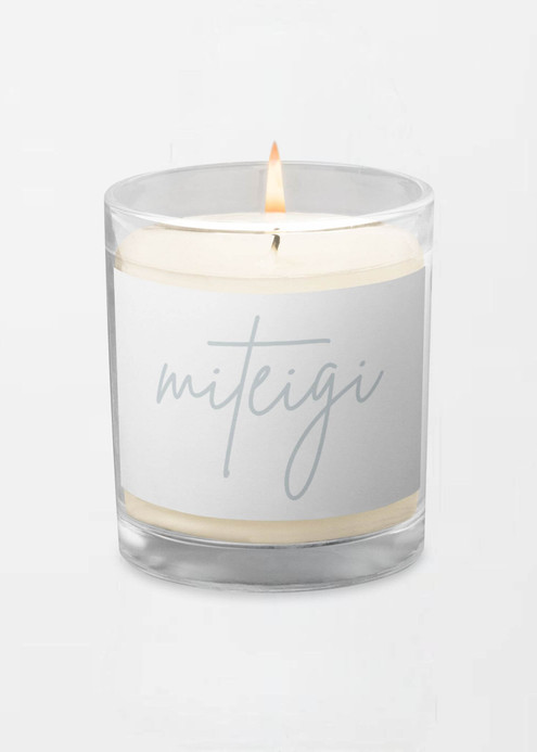 Glass Jar Soy Wax Candle miteigi sunset teal miteigi script logo branded product item unscented candles home decor Glass Jar Soy Wax Candle miteigi sunset teal miteigi script logo branded product item unscented candles home decor