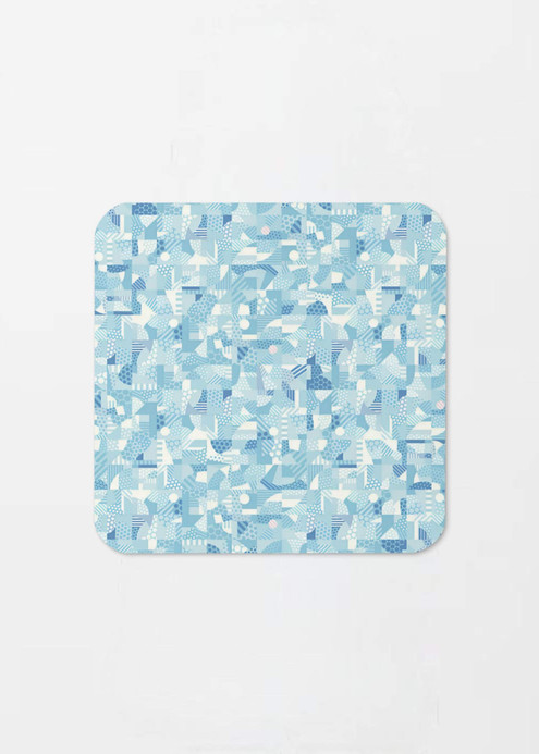 miteigi Cork-Back Freez Coaster   Traditional Japanese circle pattern designed by miteigi drinks coasters in blue with white mozaic pattern miteigi Cork-Back Freez Coaster   Traditional Japanese circle pattern designed by miteigi drinks coasters in blue with white mozaic pattern