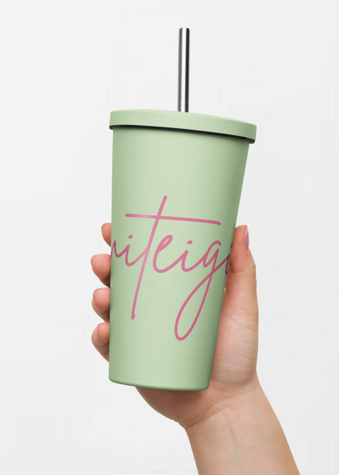 Insulated Tumbler with Straw miteigi Script Logo green miteigi-logo design stainless steel wine, milk water drinks tumblers with lid and straw Outdoor sports fitness drinkware with pink pattern Insulated Tumbler with Straw miteigi Script Logo green miteigi-logo design stainless steel wine, milk water drinks tumblers with lid and straw Outdoor sports fitness drinkware with pink pattern
