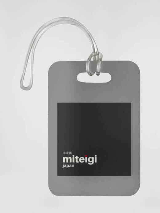 Luggage Bag Tag miteigi Logo  Office Getaway vacation holiday business baggage identification bags tags in Gray grey with black branded logo Luggage Bag Tag miteigi Logo  Office Getaway vacation holiday business baggage identification bags tags in Gray grey with black branded logo