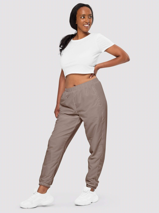 Runaround Track Pants  Genderful Women’s mid rise elastic waist with drawcord slant side zipper pockets fitness sports ankle cuffs joggers for woman in Hampton rock brown color Women’s petite-, tall-, plus-, size activewear everyday sportswear
