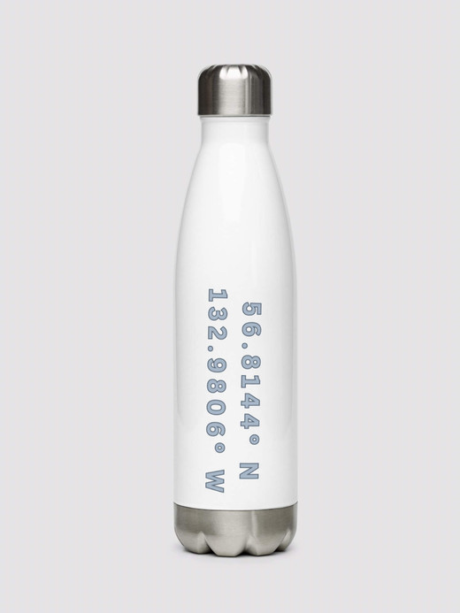 Stainless Steel GPS Water Bottle, ak Shop LATITUDE° global positioning longitude and latitude map positioning numbers reference positions pattern for Kupreanof, Petersburg Borough, Alaska, USA in white with myst light memories Green logo miteigiYūki American Fitness Sports Activewear by miteigi gear United States of America flasks bottles Stainless Steel GPS Water Bottle, ak Shop LATITUDE° global positioning longitude and latitude map positioning numbers reference positions pattern for Kupreanof, Petersburg Borough, Alaska, USA in white with myst light memories Green logo miteigiYūki American Fitness Sports Activewear by miteigi gear United States of America flasks bottles