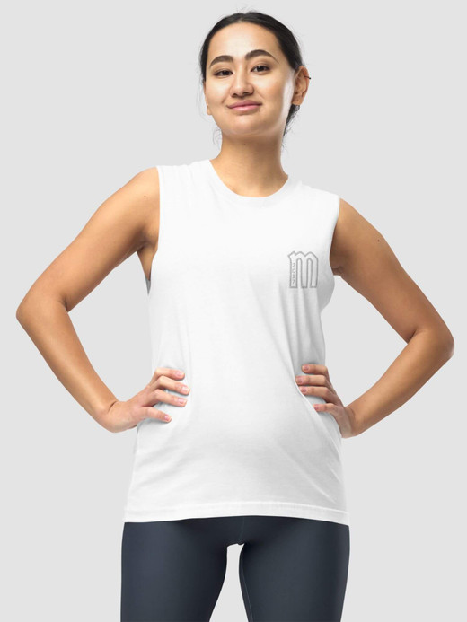 Muscle T-Shirt  Genderful Women’s sleeveless crewneck Tops for Woman in White with miteigi Letter EST embroidered Tees Round O-neck petite-, tall-, plus-, size regular fit Tank Top Unisex anywear Bella + Canvas T-shirts Muscle T-Shirt  Genderful Women’s sleeveless crewneck Tops for Woman in White with miteigi Letter EST embroidered Tees Round O-neck petite-, tall-, plus-, size regular fit Tank Top Unisex anywear Bella + Canvas T-shirts