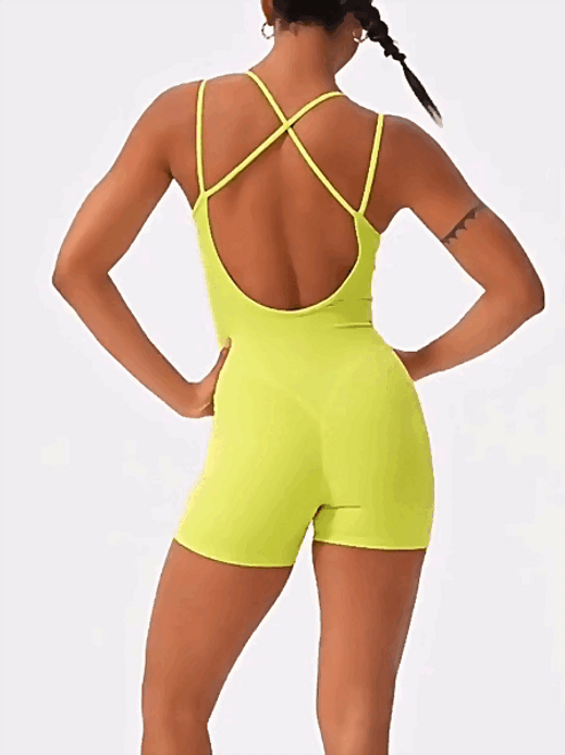 Power Exercise Romper   One Piece Fitness Yoga Set  Women’s summer solid color gym jumpsuit breathable quick dry running shorts & top sportswear for Woman in lemon Womens scoopneck sleeveless crossover tank spaghetti straps workout activewear clothes Power Exercise Romper   One Piece Fitness Yoga Set  Women’s summer solid color gym jumpsuit breathable quick dry running shorts & top sportswear for Woman in lemon Womens scoopneck sleeveless crossover tank spaghetti straps workout activewear clothes
