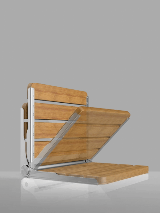 Folding Shower Chair Solid wooden and metal wall-mounted bath seats Creative barrier-free Modern home porch foyer entryway entranceway shoe changing stools in light wood color Folding Shower Chair Solid wooden and metal wall-mounted bath seats Creative barrier-free Modern home porch foyer entryway entranceway shoe changing stools in light wood color