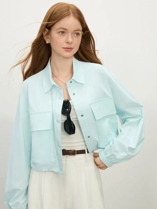 Women’s Sun Protection Suit outdoor long-sleeves turn-down point collar snap button-up flap patch chest pockets drawcords hem Jacket for Woman in light aqua blue Versatile Womens petite-, tall-, plus-, size casual two-piece Suits Spring Summer office wfh workwear style outwear fashion Jackets outerwear Women’s Sun Protection Suit outdoor long-sleeves turn-down point collar snap button-up flap patch chest pockets drawcords hem Jacket for Woman in light aqua blue Versatile Womens petite-, tall-, plus-, size casual two-piece Suits Spring Summer office wfh workwear style outwear fashion Jackets outerwear
