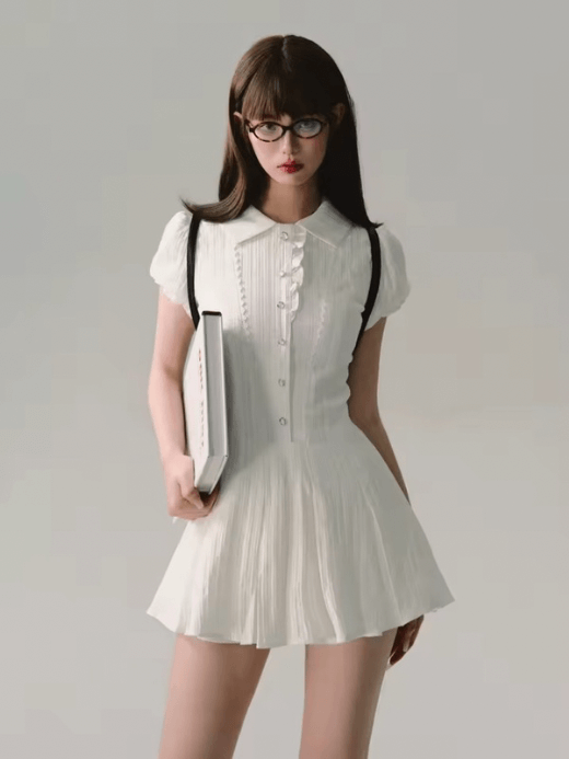 Women’s A-line Elegant Sexy embroidered Lace Short puff Sleeves turn-down point collar ruched button-up top Shirt Skirt Commuting College Style Decoration Retro Dresses Vestido Y2k mini Dress for woman in white Womens grunge fashion in petite-, tall-, plus-, size Dresses Women’s A-line Elegant Sexy embroidered Lace Short puff Sleeves turn-down point collar ruched button-up top Shirt Skirt Commuting College Style Decoration Retro Dresses Vestido Y2k mini Dress for woman in white Womens grunge fashion in petite-, tall-, plus-, size Dresses