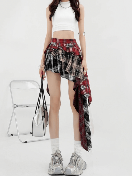 Women's woman womens A-line Plaid Vintage Harajuku Aesthetic Y2k tartan plaid Asymmetrical irregular hem steampunk gothic punk Mini Skirt 2000s Clothes Summer fashion in red, black with multi colors Scottish Scotland Korean midi Skirts Women's woman womens A-line Plaid Vintage Harajuku Aesthetic Y2k tartan plaid Asymmetrical irregular hem steampunk gothic punk Mini Skirt 2000s Clothes Summer fashion in red, black with multi colors Scottish Scotland Korean midi Skirts