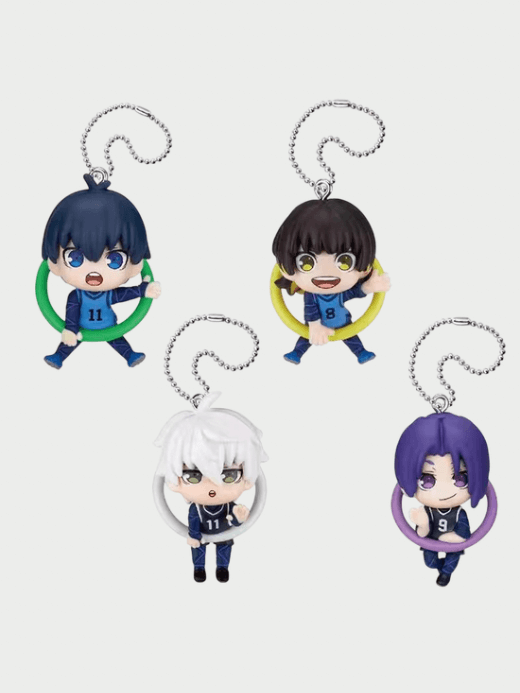 Japanese Takara Tomy Art Blue Lock, Seishiro [Nagi Seishiro], Hachirakukai, Re [Mikage Reio], Blue Lock Yoichi Isagi, Seishiro [Nagi Seishiro], Re [Mikage Reio], Meguru Bachira Hachira kukai, 4 Piece Set cute Konnichiwa! Figure Mascot Bluelock Kiyo Seiichi Horaku Kai Nagi Seishiro Mikage Reo Yoichi Isagi greeting ring ball chain pendant Gachapon capsule toys