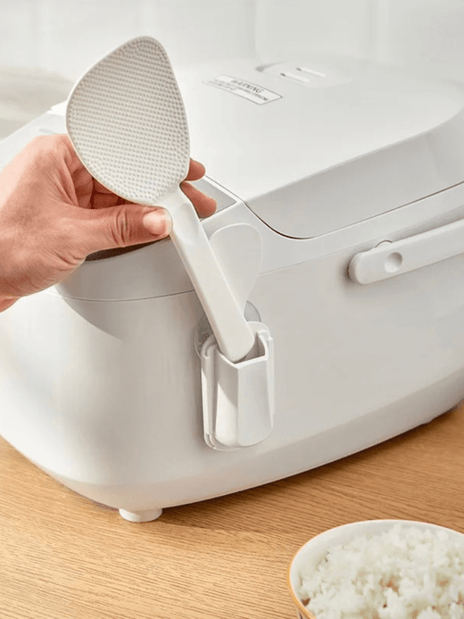 Japanese Style Seamless Suction Cup Rice Spoon Holder Kitchen Storage Rack Plastic Rice Spoon Organizers in white Japanese Style Seamless Suction Cup Rice Spoon Holder Kitchen Storage Rack Plastic Rice Spoon Organizers in white