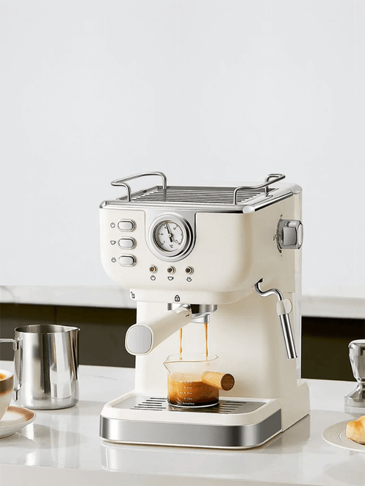 Houselin Espresso Machine 20 Bar, Professional Espresso Maker 1.5L Cappuccino Machine with Steam Milk Frother in cream with silver