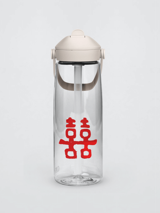 Sports Flip Straw Water Bottle miteigi fest gig Traditional Japanese double heart letter print miteigi festival gig gear by miteigi gear flasks bottles transparent clear with red text and with Straw Lid Sports Flip Straw Water Bottle miteigi fest gig Traditional Japanese double heart letter print miteigi festival gig gear by miteigi gear flasks bottles transparent clear with red text and with Straw Lid