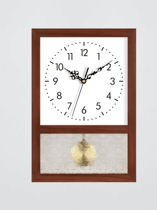 Vintage Japanese classic Retro Solid Wood pendulum Household Living Room Bedroom Square Art Deco Table Decoration Rocking Wall hanging or desk wooden Clocks Home Decoration in dark natural wood color with clear-, square-, ribbed-, frosted-, pendulum glass Furniture