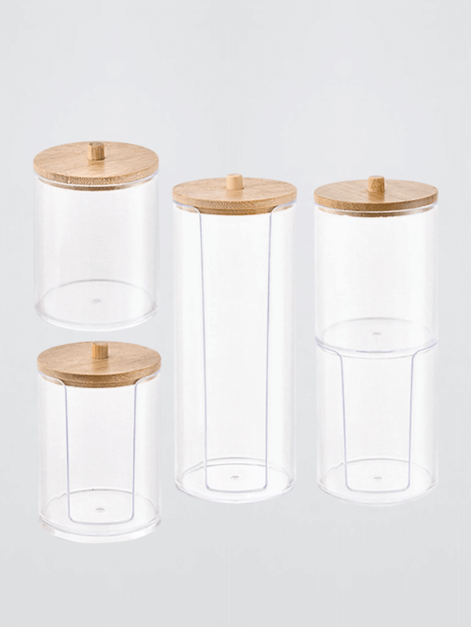 Transparent Cosmetic Makeup Organizer Storage Box Cotton Swab Holder Cotton Ball Cotton Pad Box Clear Plastic Box With wooden Lid Dust-proof Transparent Cosmetic Makeup Organizer Storage Box Cotton Swab Holder Cotton Ball Cotton Pad Box Clear Plastic Box With wooden Lid Dust-proof
