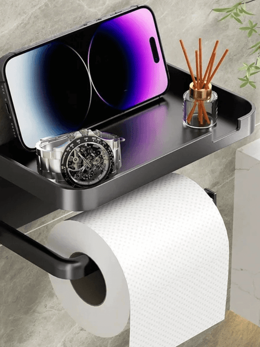 Adhesive Wall Mounted Toilet Paper Holder with Storage Hooks Multifunctional Organizer for Towel Phone Watch Home Hotel Bathroom with shelf in black, Gray grey, white Adhesive Wall Mounted Toilet Paper Holder with Storage Hooks Multifunctional Organizer for Towel Phone Watch Home Hotel Bathroom with shelf in black, Gray grey, white
