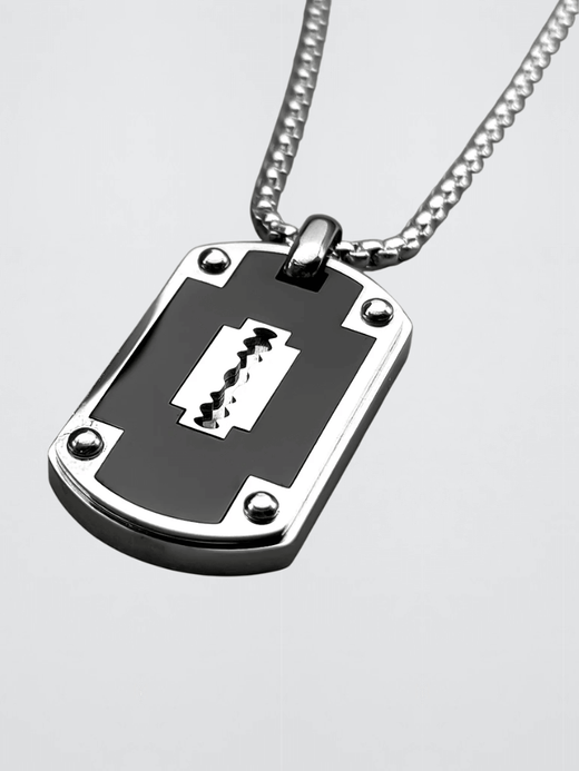 Genflex gender neutral unisex Women’s woman womens Men’s man Mens Punkrock Gothic Indie Hiphop Razor Blade Pendant Necklace Stainless Steel Silver Color Dog Tag Dark Chain Jewelry Gifts Jewellery gifting in silver with black accent color Genflex gender neutral unisex Women’s woman womens Men’s man Mens Punkrock Gothic Indie Hiphop Razor Blade Pendant Necklace Stainless Steel Silver Color Dog Tag Dark Chain Jewelry Gifts Jewellery gifting in silver with black accent color