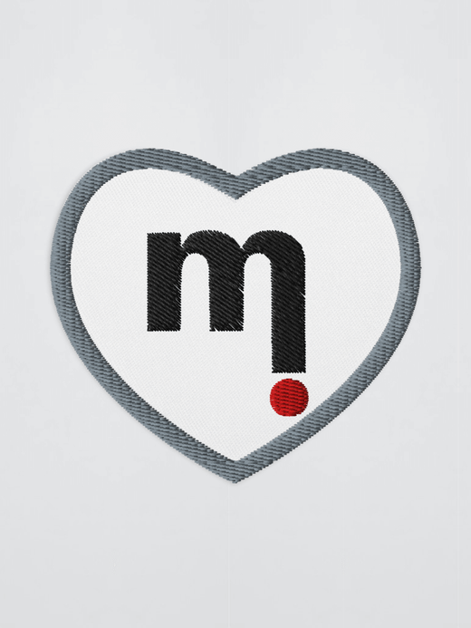 mi Playlist Embroidered Patch miteigi logo branded embroidery love heart patches in white with multi color mi Playlist Embroidered Patch miteigi logo branded embroidery love heart patches in white with multi color