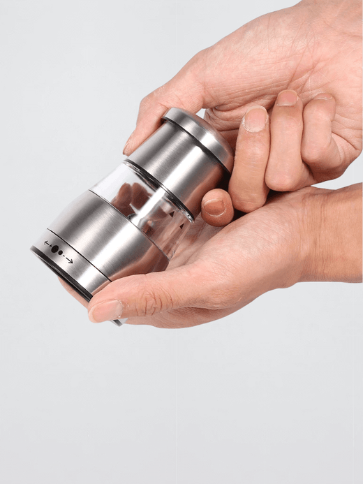 Manual Salt Pepper Mill Grinder Refillable Pepper Shaker Adjustable Thickness Spice Pepper Mill Kitchen Gadgets in silver color with transparent clear window kitchen preparation gadgets tools accessory and tabletop and bar serveware accessories Manual Salt Pepper Mill Grinder Refillable Pepper Shaker Adjustable Thickness Spice Pepper Mill Kitchen Gadgets in silver color with transparent clear window kitchen preparation gadgets tools accessory and tabletop and bar serveware accessories