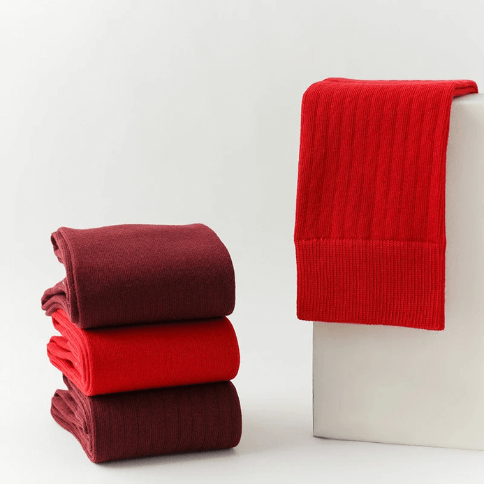 Women’s woman womens Spring red Mid-Calf Dress Stockings Youthfulness Fashionable Style Great for New Year Gifts, parties, work and Birth Celebrations Socks in red, Ancora burgundy wine-red