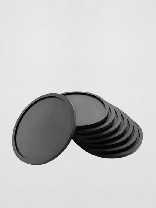8Pcs Silicone Coaster Set 8-Piece 10cm Round Heat Resistant Tea Cup Mat Nonslip Drink Coffee Mug Glass Beverage Holder Pad coasters in charcoal black