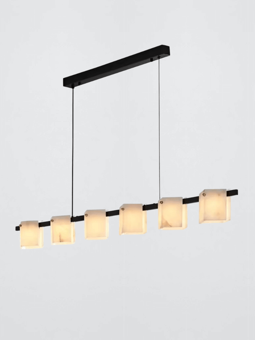 Modern Natural Marble Long Pendant Lamp Office Living Room Dining Room Table Island Designer All Copper Chandelier Lamp Room Decor Furniture in Warm light, 3 Color light lighting