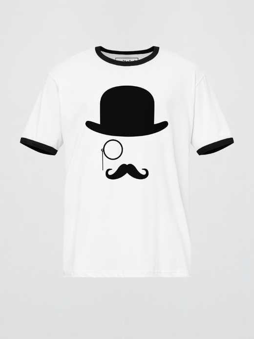 Genflex gender neutral unisex Men’s man mens Women's woman womens petite-, tall-, plus-, size Casual miteigi Monocle Graphic crewneck short sleeves regular length cotton round o-neck fashion tops Vacation getaway T-shirts in white with black trim Genflex gender neutral unisex Men’s man mens Women's woman womens petite-, tall-, plus-, size Casual miteigi Monocle Graphic crewneck short sleeves regular length cotton round o-neck fashion tops Vacation getaway T-shirts in white with black trim