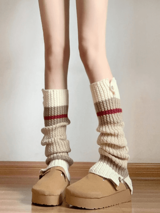 Women’s woman womens Autumn Fall Winter Japanese Style Y2K Sweet Lolita Color-blocking Vintage Long Slouch Pile-up Socks Leg Warmers Knitted Covers in multi- khaki brown beige Women’s woman womens Autumn Fall Winter Japanese Style Y2K Sweet Lolita Color-blocking Vintage Long Slouch Pile-up Socks Leg Warmers Knitted Covers in multi- khaki brown beige