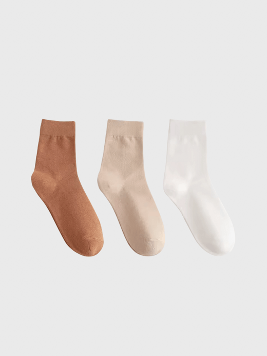 Women's woman womens 3 Pair 100% Cotton Solid Color Autumn Spring Soft Breathable crew socks (3-Pack) 3-Pair in Brown, Beige, White Women's woman womens 3 Pair 100% Cotton Solid Color Autumn Spring Soft Breathable crew socks (3-Pack) 3-Pair in Brown, Beige, White