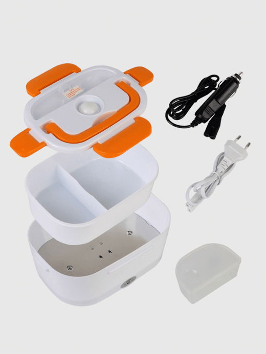 Electric Heated Lunch Box 12V 220V EU Plug Portable Dinnerware Fast Heating Food container Travel Car Work Heating Bento Boxes 1.05L in orange