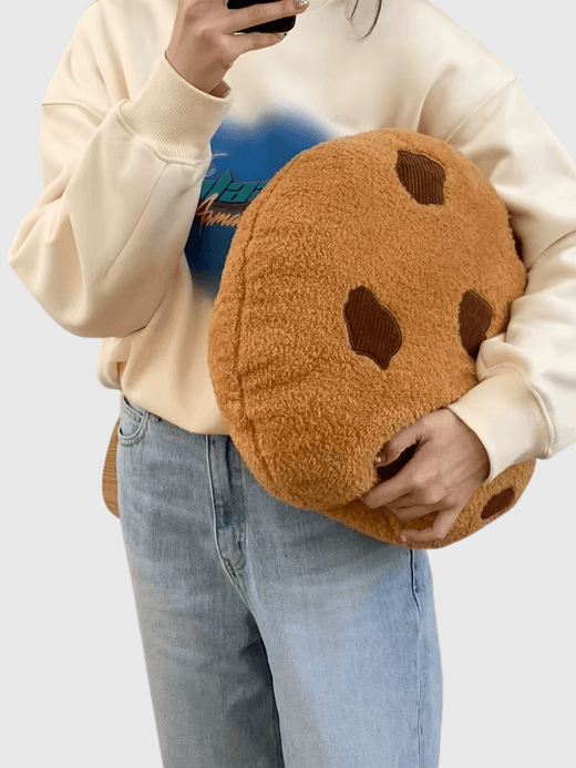Round Kawaii anime Plush stuffed Chocolate Chip Cookie Throw Pillow 28cm Living Dorm Study Room Bedroom Realistic Food Snack Seat Cushion Plushie Cookies Props Pillows Gifts in brown color