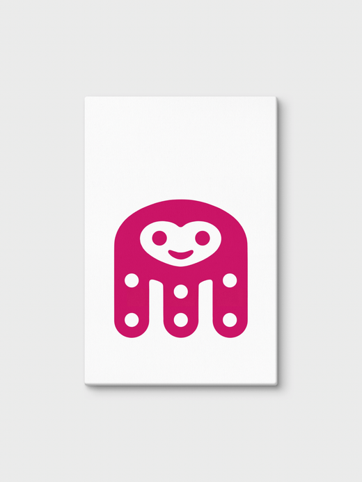 60" Japanese style modern minimalist character design Octopus Canvas print on wooden frame wall art prints 60" in white with rose red