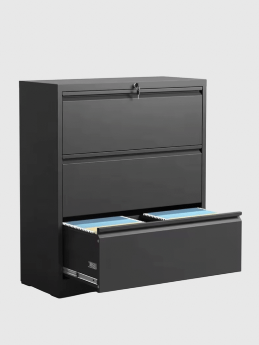 Drawer Metal Lateral Filing Cabinet Steel for Office home and File Storage Furniture in black